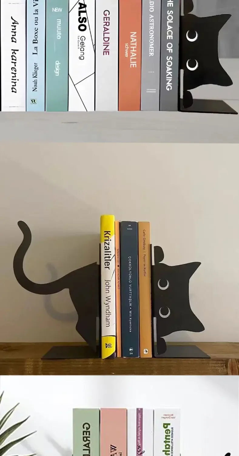 Cute cat stationery bookends desk organizer book stand holder human evolution Creative interesting office accessories book ends