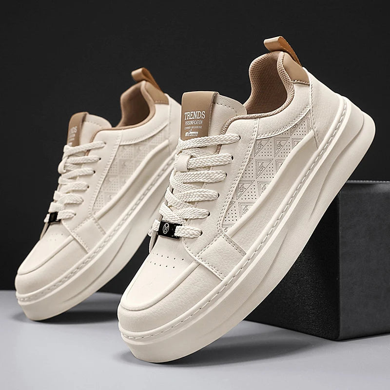 Men's sports shoes, punched sports shoes, white shoes, niche Korean version, versatile casual shoes, board shoes, trendy shoes,