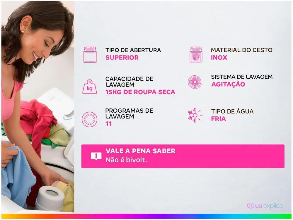 Electrolux 15kg Washing Machine Inox Basket 11 Premium White Washing Programs Care LEC15 - 220V