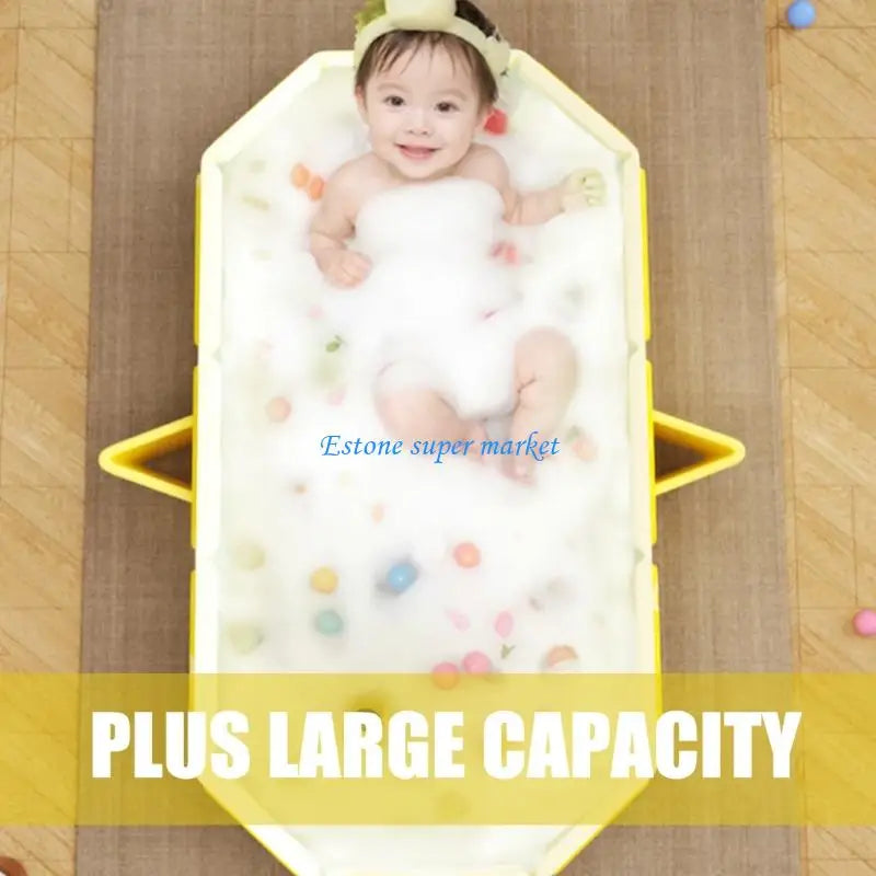 090B Foldable Baby Bathtub For Safe Bathing Easy Storage Portable Infant Bath Tub PVC Space Saver Baby Tubs for Kids