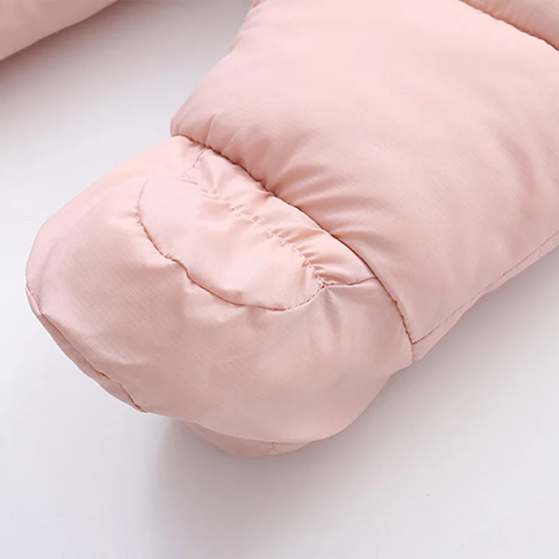 Winter Newborn Baby Jumpsuit Thicken Baby Clothes Plus Velvet Warm Baby Rompers With Gloves Hooded Infant Snowsuit Clothing