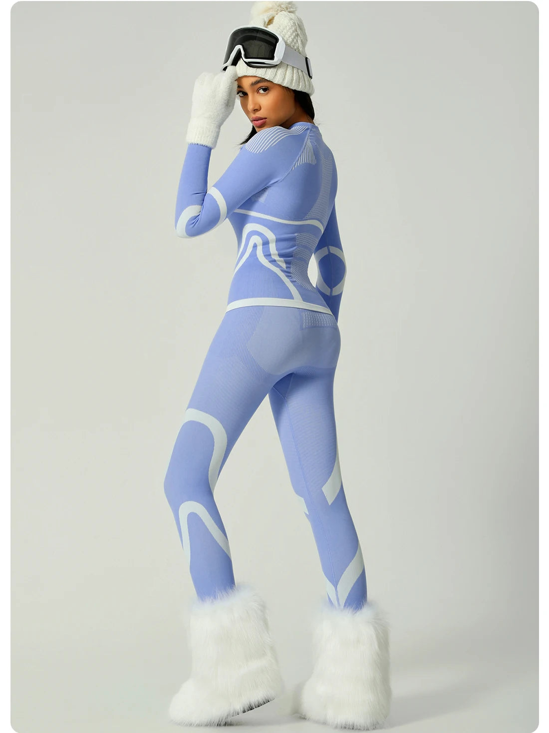 Seamless Ski Thermal Underwear Set Women Winter Warm Base Layer Long Sleeve Top Leggings Suit Breathable Outdoor Sports Wear