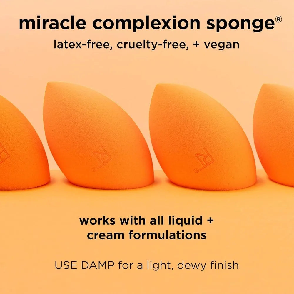 Real Techniques Complexion Sponge Makeup Blender Liquid and Cream Foundation Streak-Free Professional Makeup Tool Free 4 Count