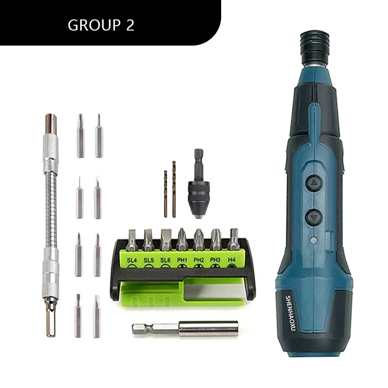 SHENHAOXU Cordless Electric Screwdriver Rechargeable Battery Operated ScrewDriver Drill Tool Set LED Bidirectional Switch Repair