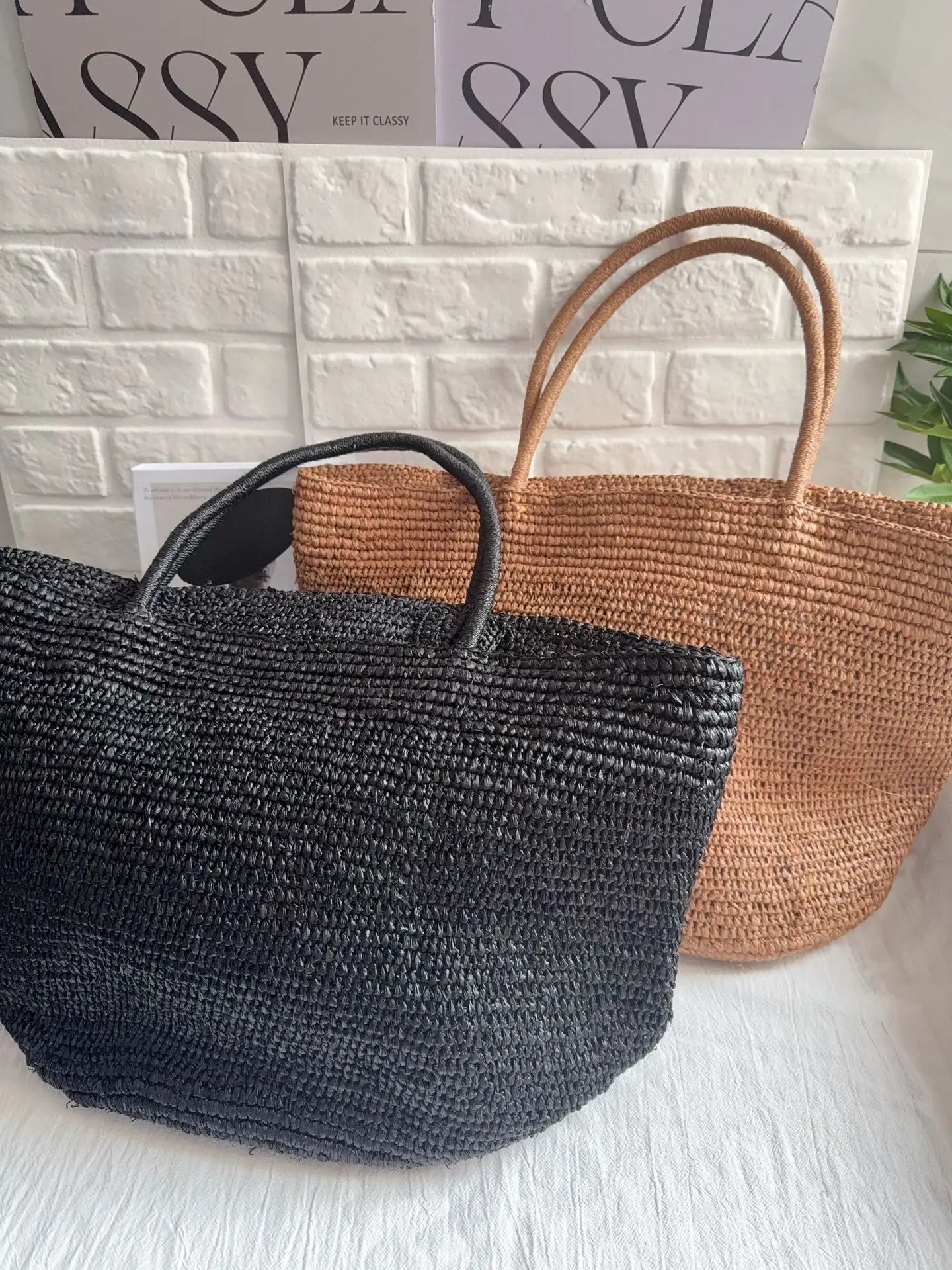 2026 Large Handwoven Rattan Tote Bag for Women Natural Straw Beach Bag Purse Luxury Shoulder Bags Handbag Summer