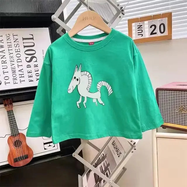 kids shirts 2024 new autumn full sleeve baby girls tops boys tees cotton children clothing cartoon kids t-shirts