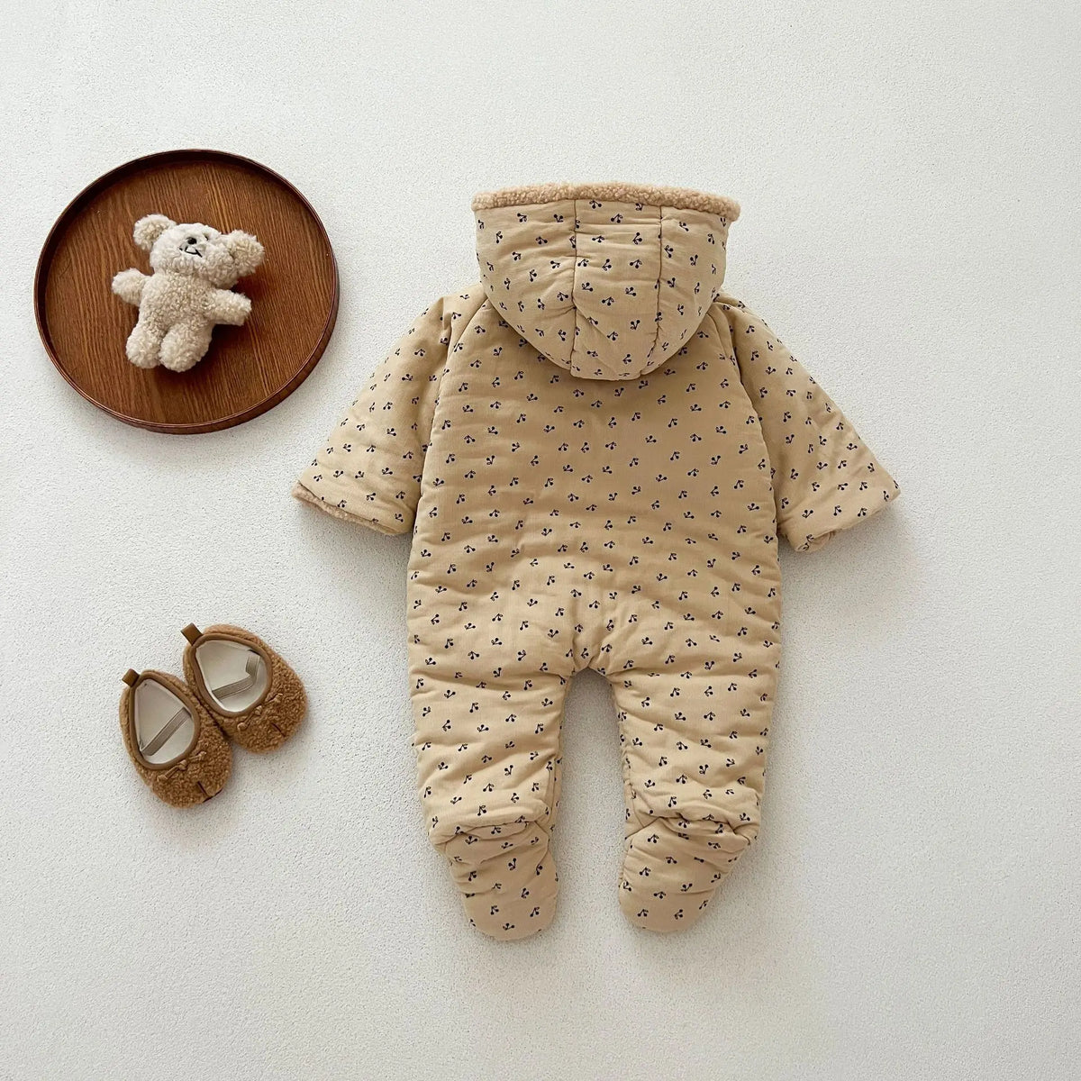2025 Winter New Baby Plus Velvet Thick Warm Hooded Romper Infant Boy Girl Long Sleeve Fleece Jumpsuit Newborn Clothes 0-24M