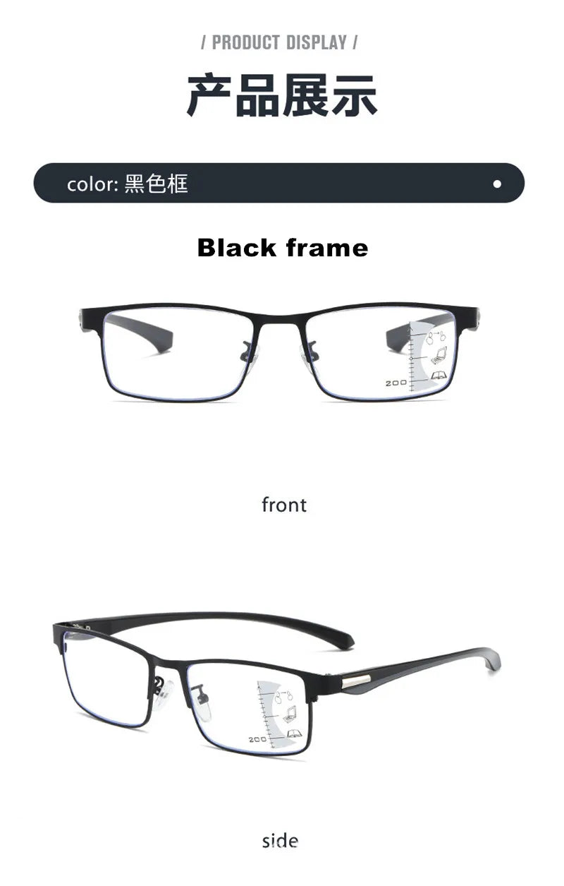 2024 Intelligent Zoom Color Changing Reading Glasses Multi-Focus Dual-Purpose DS-3106 New Arrival