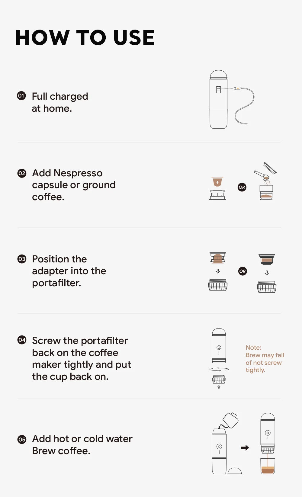 Wireless Portable Heating Espresso Machine Coffee Maker Rechargeable Concentrated Extraction Coffee Machine for Travel Office