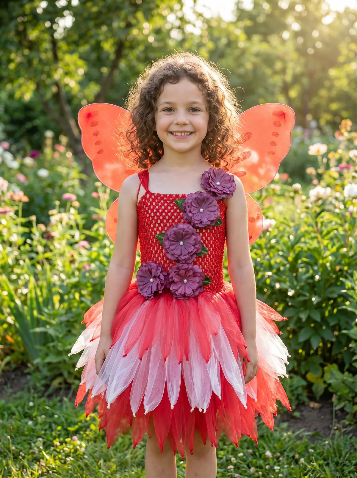 Girls Fairy Costume Princess Dress Kids Butterfly Wing Outfit Tulle Dress Halloween Birthday Party Fancy Dress Carnival Pageant
