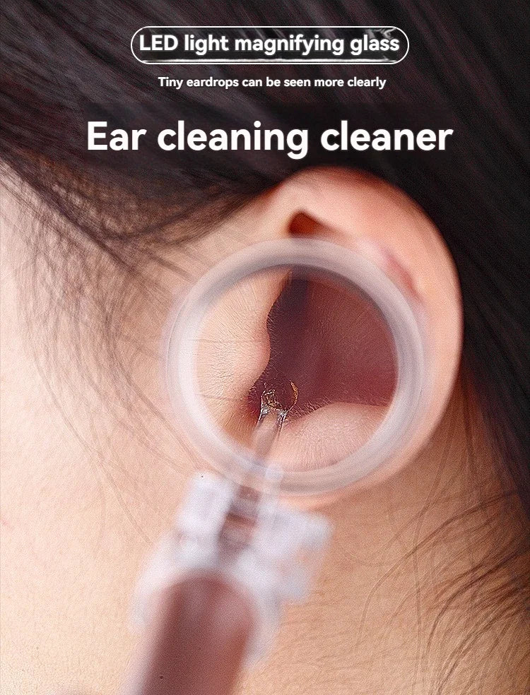Stainless Steel Ear Scoop Light Visual Ear Cleaner Soft-Touch Ear spoon Head Ear Cleaning Tool Set for Safe Home Use