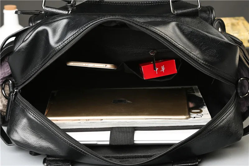 Luxury Crossbody Bags Men Handbag Large Capacity Travel Tote Soft PU Leather Business Men's Crossbody Bag Shoulder Messenger Bag