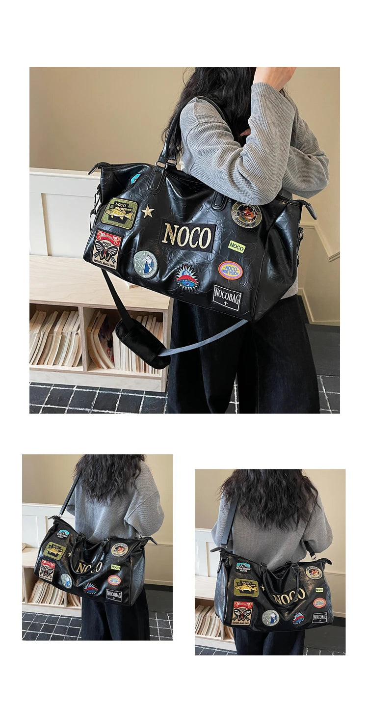 Fitness Travel Bag Suitable for Both Men and Women, Can Be Carried by Hand, Worn over the Shoulder or Cross-Body， Pu Leather Bag