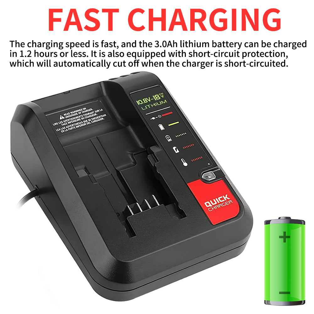 EU Plug 18V Replacement Lithium Battery Charger for Black and Decker PORTER CABLE Stanley Lithium Battery Charger 2A 10.8-20V