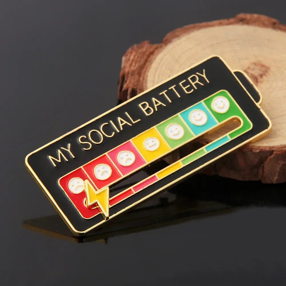 Mood Conversion Brooch Sliding Social Metal Badge Women's  Accessories  Pin Facial Expression Emotion My Social Power Badges Pin