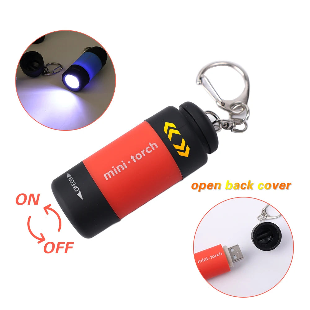 3/1pcs LED Mini Torch Light USB Rechargeable Flashlight Outdoor Waterproof Keychain Torches Lights For Hiking Camping Lighting