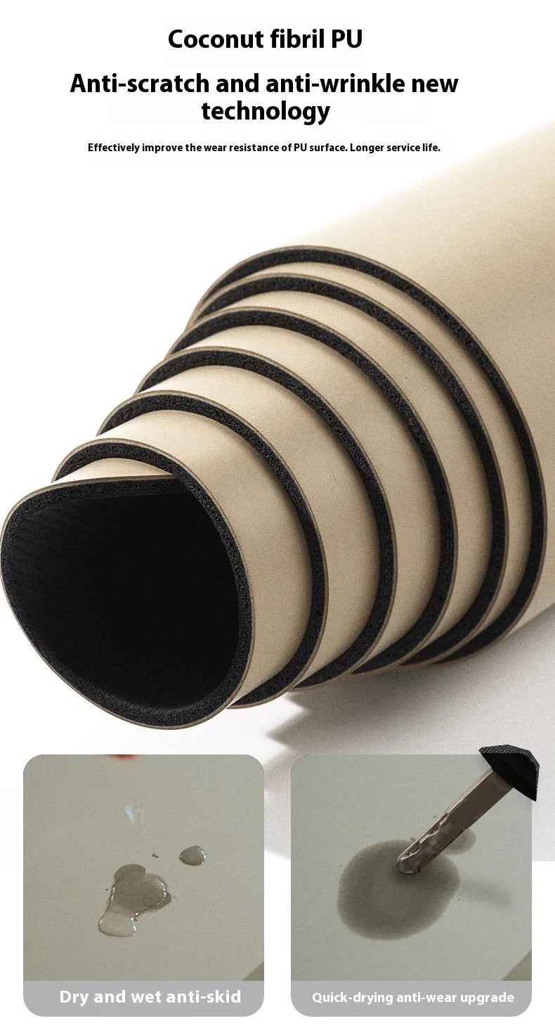 ‌2025 New Women's Home Fitness Yoga Mat - 5mm Natural Rubber with Coconut Fiber Texture, Wide Non-Slip & Durable Mat with Alignm