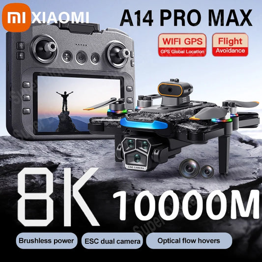Xiaomi A14 Pro Max Drone Aerial 8K HD Dual-Camera 5G WIFI GPS Brushless Motor Optical Flow Obstacle Avoidance RC Drone 10000M