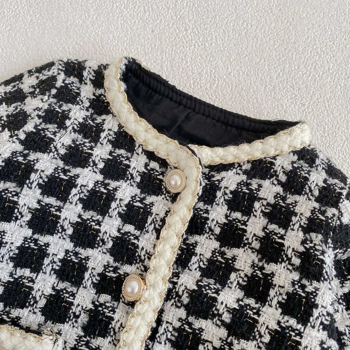 Girl Clothing Set 2026 Spring Baby Tweed Plaid Girl's Two Piece Suit Jacket+ Short Pants Sweet Girl's Suit