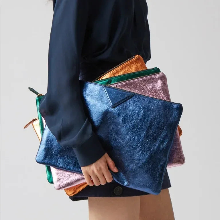 Women Day Clutch Bags Luxury Designer Lady Handbags Female Envelope Bags PU Leather A4 Briefcase Bolsa Wallet Silver