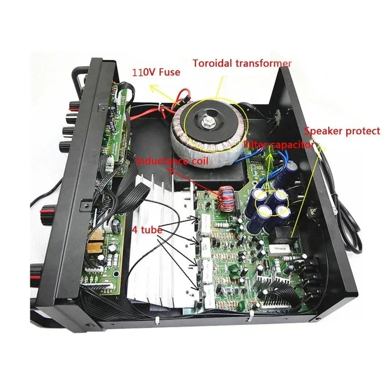 2000W bluetooth Audio Power Amplifier HiFi Amp Speaker 12V AV Amp Speaker Remote Control For Car Home Square Dancing 2.0 Channel