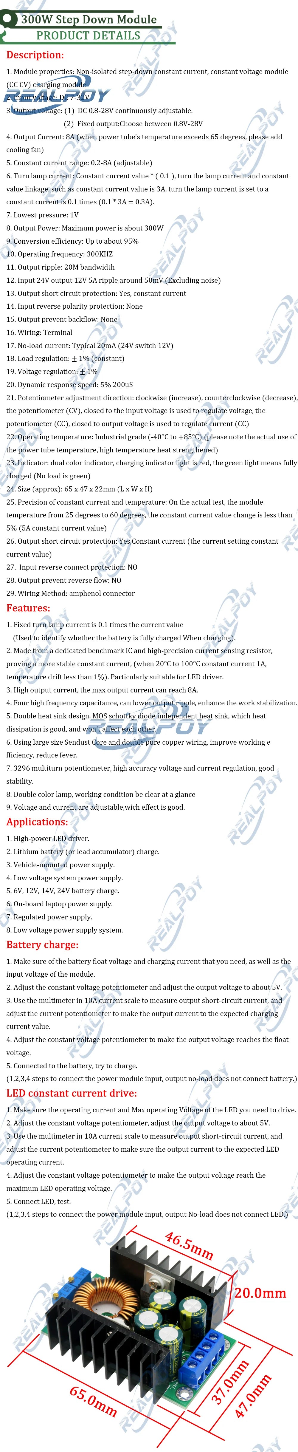 300W XL4016 DC-DC Max 9A Step Down Buck Converter 5-40V To 1.2-35V Adjustable Power Supply Module LED Driver