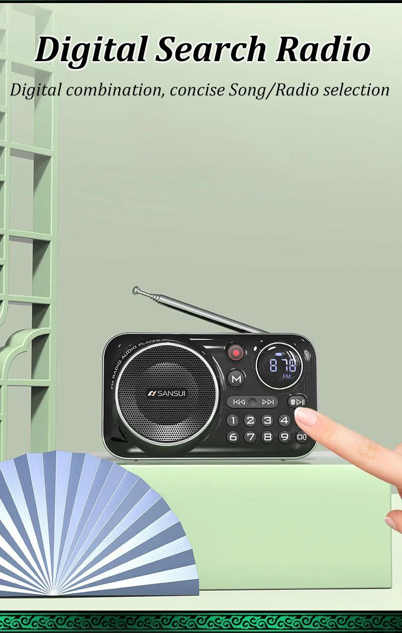 SANSUI F21 Outdoor Portable Multifunctional Walkman FM Radio Bluetooth Speaker MP3 Music Player Supports Recording Headphones