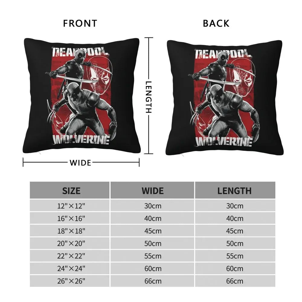 Custom Deadpool Wolverine Cartoon Manga Cushion Cover Soft Cute Pillows