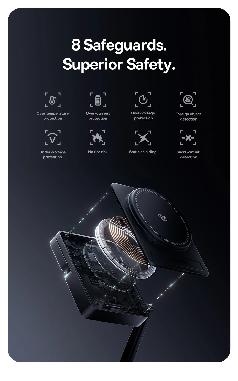 Baseus 3 in 1 Magnetic Wireless Charger Qi2.2 35W Fast Charging for IPhone 17 16 15 14 IWatch Earbuds AirPods Pro IWatch