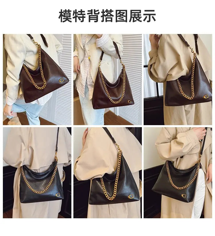 Luxury Brand Trendy Diaper Bag Stylish Leather Crossbody Handbag For Women Elegant Messenger Purse Minimalist Chic