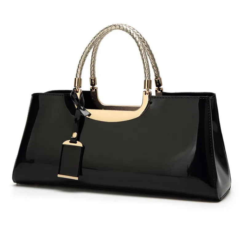 Luxury Designer Handbags Women 2024 High-end Evening Party Clutch Bag Ladies Bright Patent Leather Top Handle Underarm Bags