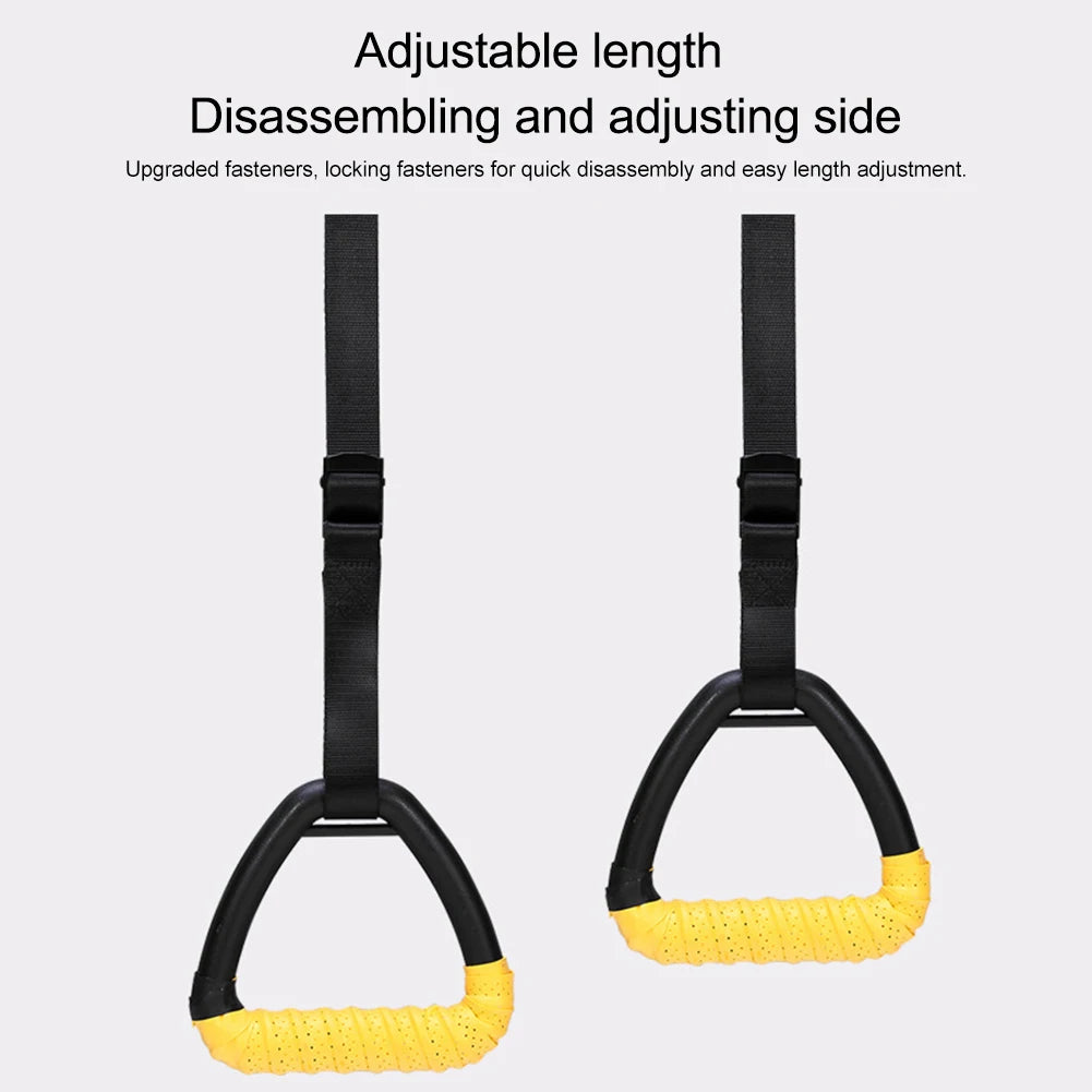 Gymnastic Rings with Adjustable Straps Pull Up Handles Non-Slip Fitness Rings for Chlidren Adult Home Workouts Strength Training