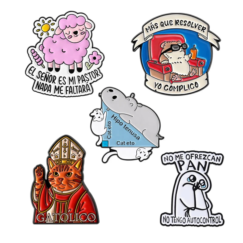 4-20pcs/set Red Eared Rabbit Enamel Pins Anime Characters Turbo Granny Cat Holy Jesus Medical Brooches Lapel Badge Jewelry Gifts