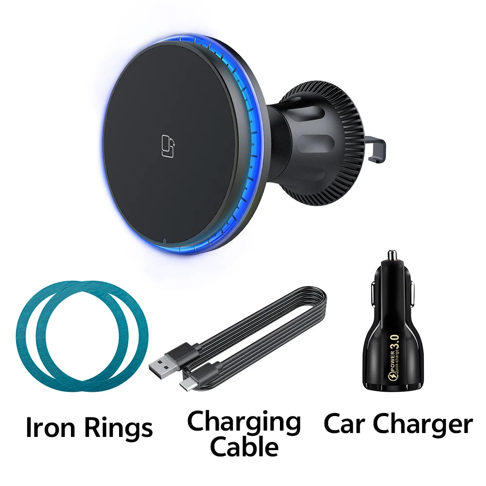 15W Fast Charging Strong Magnetic Phone Holder for Car, Wireless Car Charger Compatible for iPhone 16 Pro Max 15 14 13 12