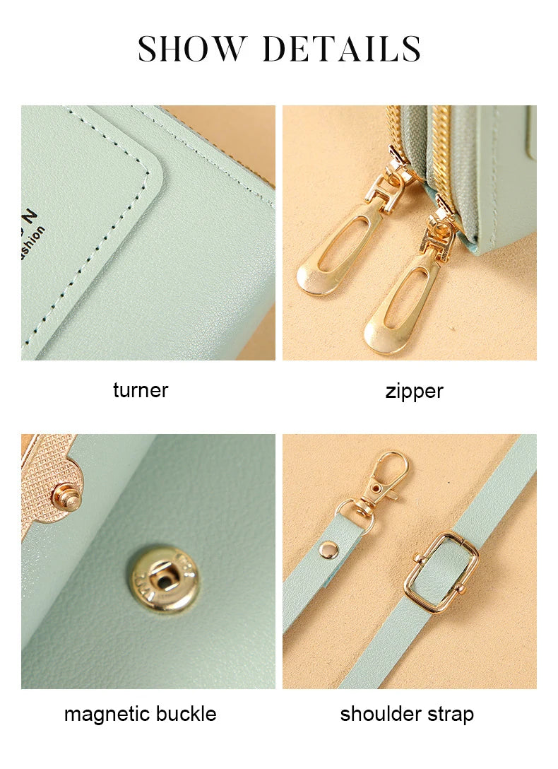 Women Crossbody Shoulder Bags Wallets Touch Screen Cell Phone Bag Soft Leather Strap Handbag for Female Luxury Messenger Bags