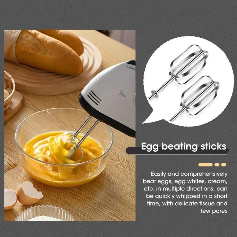Handheld Electric Egg Beater for Baking, Household Automatic Mixer, 7-Speed Food Dough Blender and Cream Whipper