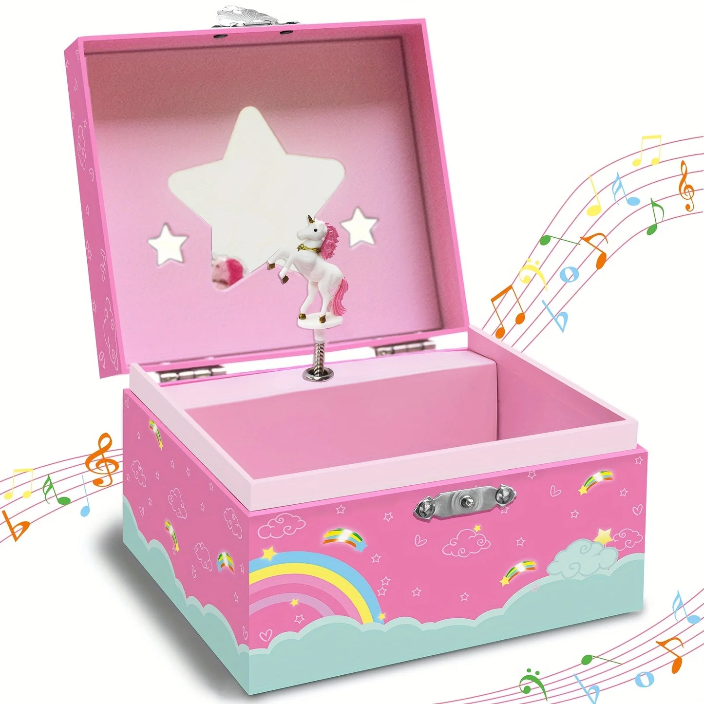 Unicorn Jewelry Box - Jewelry Box with Drawer and Music, Adorned with a Dancing Unicorn Ideal for jewelry storage, as a gift