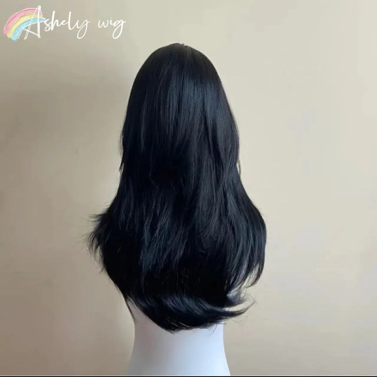 Ashely Black Wig Female Headband Body Wavy Rose Hair Net Models in French Bangs High Quality Simulation Hair Synthetic Wig 가발