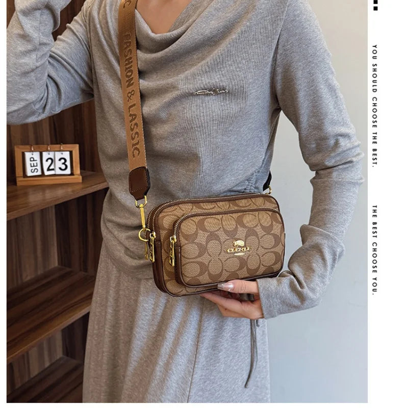 2026 New Retro Luxury Women Shoulder Bag Crossbody Bag Original Circular Pattern Logo Durable Fabric Adjustable Strap Daily Work