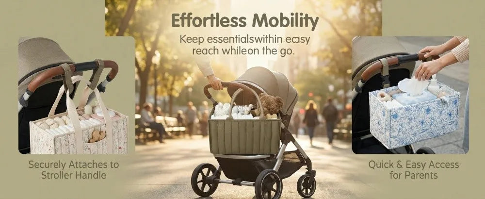 Large Capacity Baby Diaper Organizer Floral Beige Multi-Pocket Foldable Mommy Bag Multifunctional Portable Diaper Storage Bag