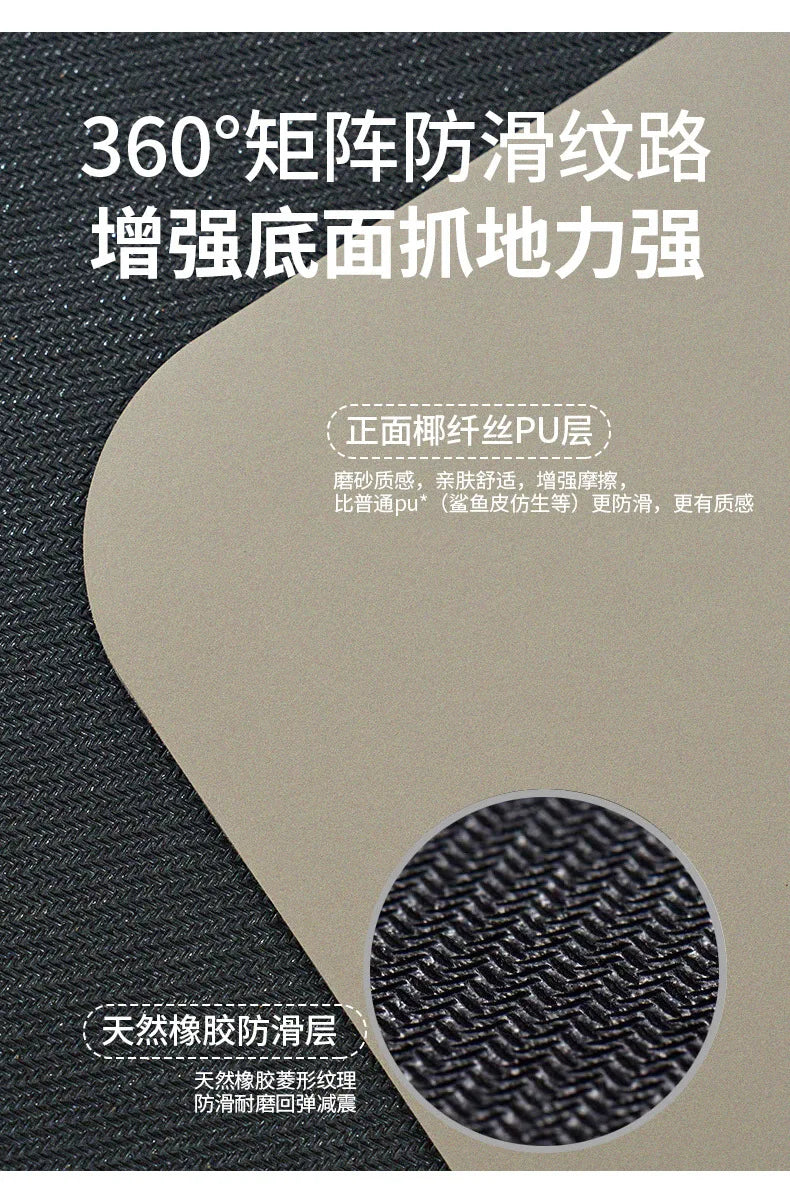 ‌2025 New Women's Home Fitness Yoga Mat - 5mm Natural Rubber with Coconut Fiber Texture, Wide Non-Slip & Durable Mat with Alignm