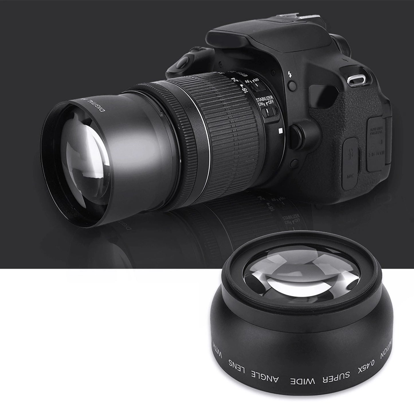 52mm 0.45X Wide Angle Universal Conversion Macro Lens for DSLRS and Digital Cameras Camera Lens Conversion Lens Wide Angle Lens