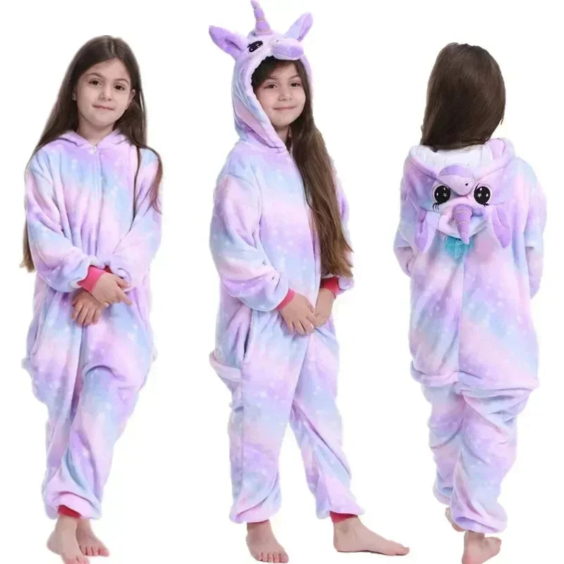 Dinosaur Cosplay Children's Costume Cute Kids Sleepwear Flannel Animal Onesies Boys Girls Pajamas Christmas Party Jumpsuit