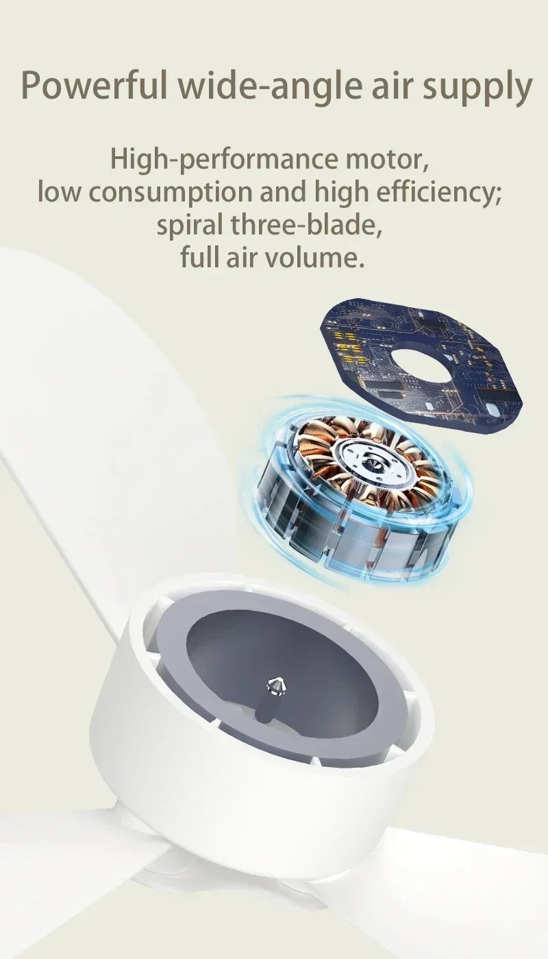 Portable Ceiling Fans 7200mAh Outdoor Camping Fan Tent Canopy Ceiling Fan Rechargeable Electric Fan Remote Control LED Lighting