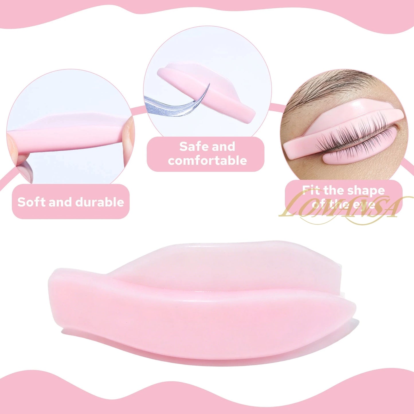 Lomansa 7 Pairs Silicone Eyelash Perming Pad Lash Lifting Kit Recycling 3D Eyelashes Curler Rod Shield Lashes Extension Supplies