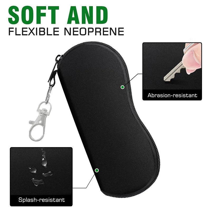 Portable Zipper Soft Glasses Case With Carabiner Sunglasses Case Zipper Eyeglass Pouch Glasses Protective Shell Bag 2 Style