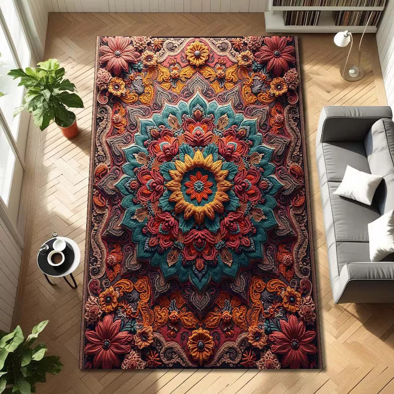 Sunset Yoga Mat Yoga Themed Non-Slip Rug Meditation CarpetBoho Yoga MatMindfulness RugYoga Art Washable Carpet Gift for Yogi