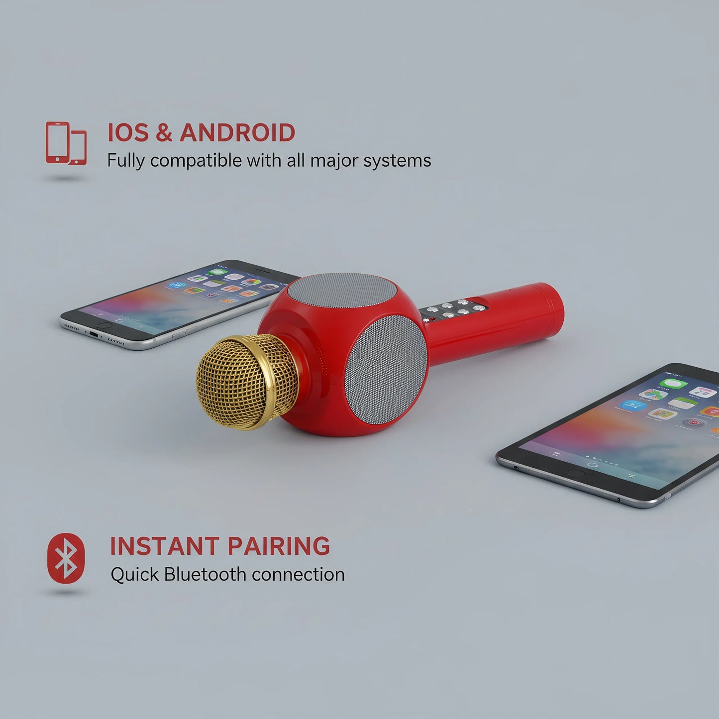 Karaoke Machine Microphone, Wireless Bluetooth Speaker with Magic Voice Changer, Colorful LED Lights,  Toy Gift for Girls Boys