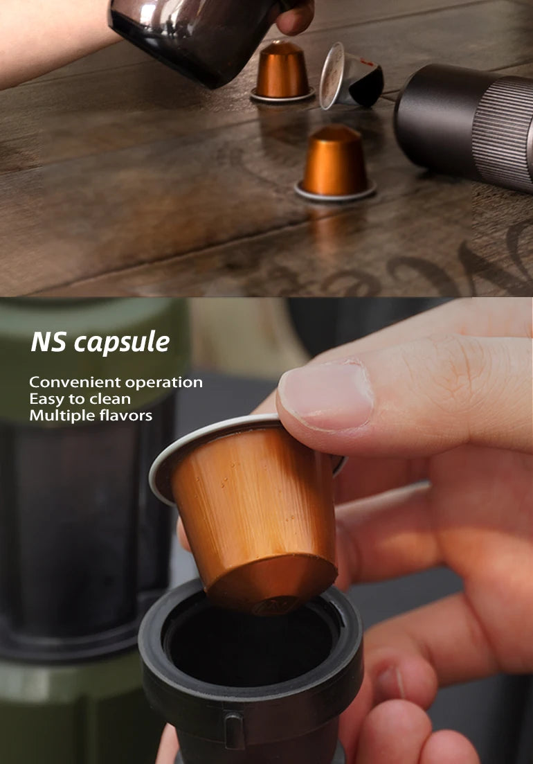 HiBREW 2 in 1 Portable Coffee Machine Hot/Cold Water Manual Espresso Maker For Capsule & Ground Hand Press Brewer H4D