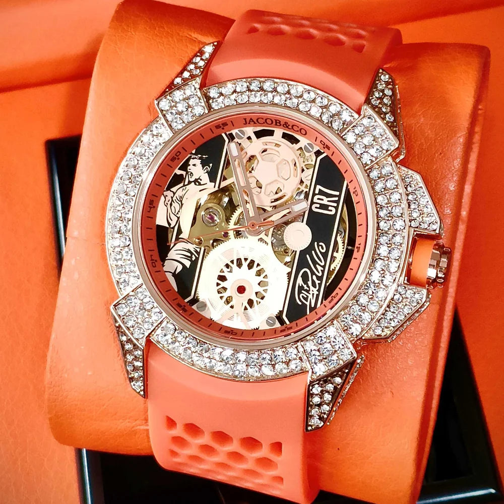 TOP Very Hot Jacob & Co Original Brand Watches For Mens  Full Diamond Automatic Mechanical Wristatch High Quality AAA Clocks